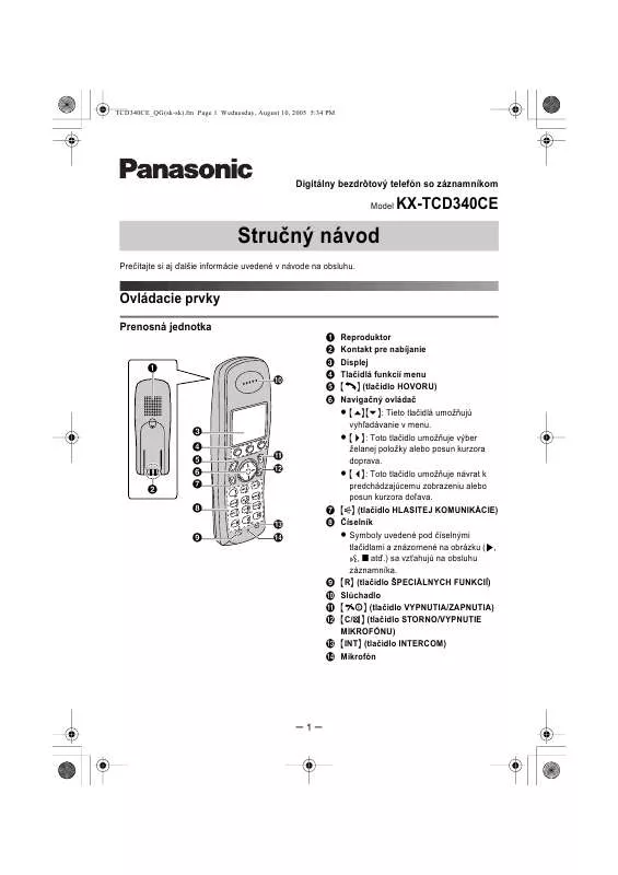 Mode d'emploi PANASONIC KX-TCD340CE