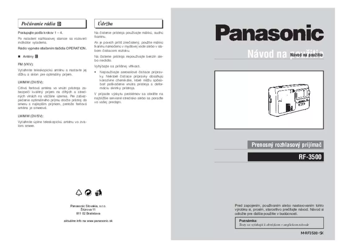 Mode d'emploi PANASONIC RF3500