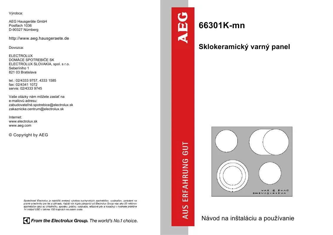 Mode d'emploi AEG-ELECTROLUX 66301K-MN