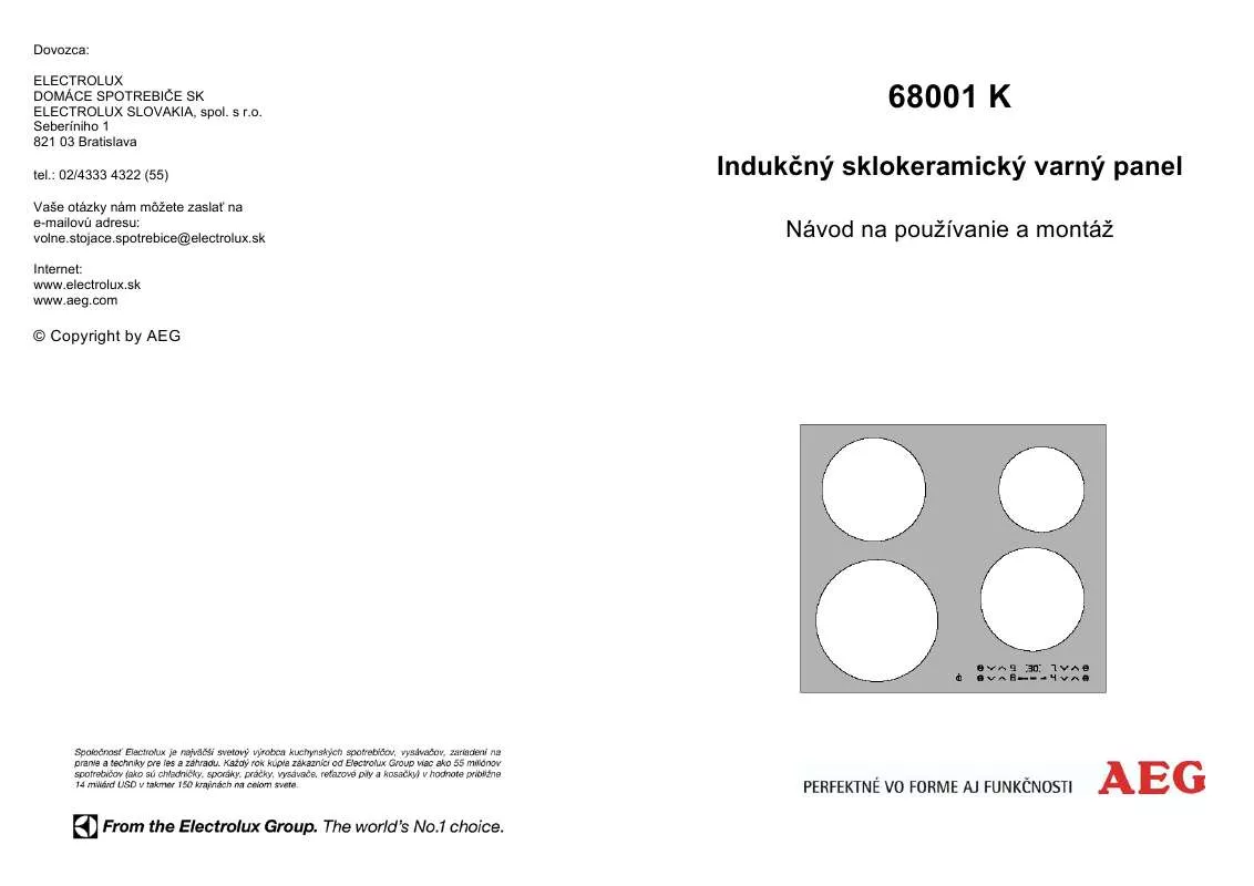 Mode d'emploi AEG-ELECTROLUX 68001K-MN