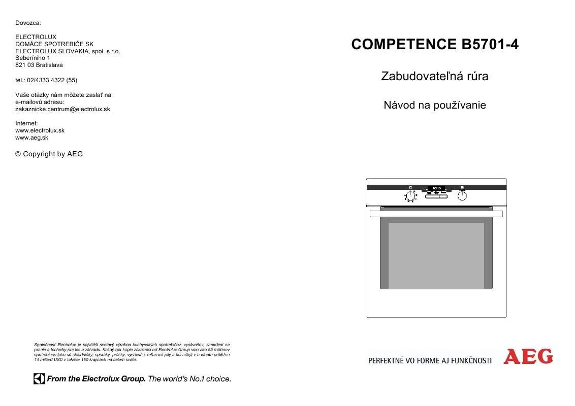 Mode d'emploi AEG-ELECTROLUX COMPETENCEB5701-4-M