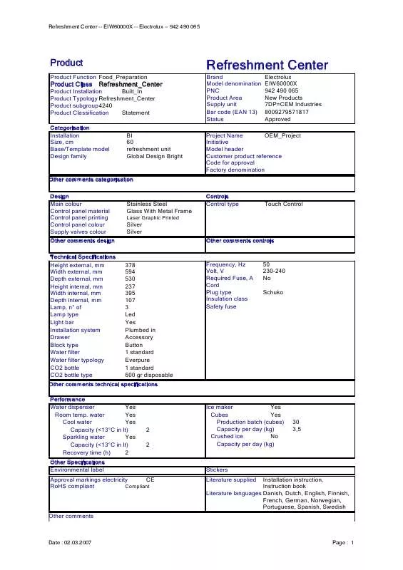 Mode d'emploi AEG-ELECTROLUX EIW60000X