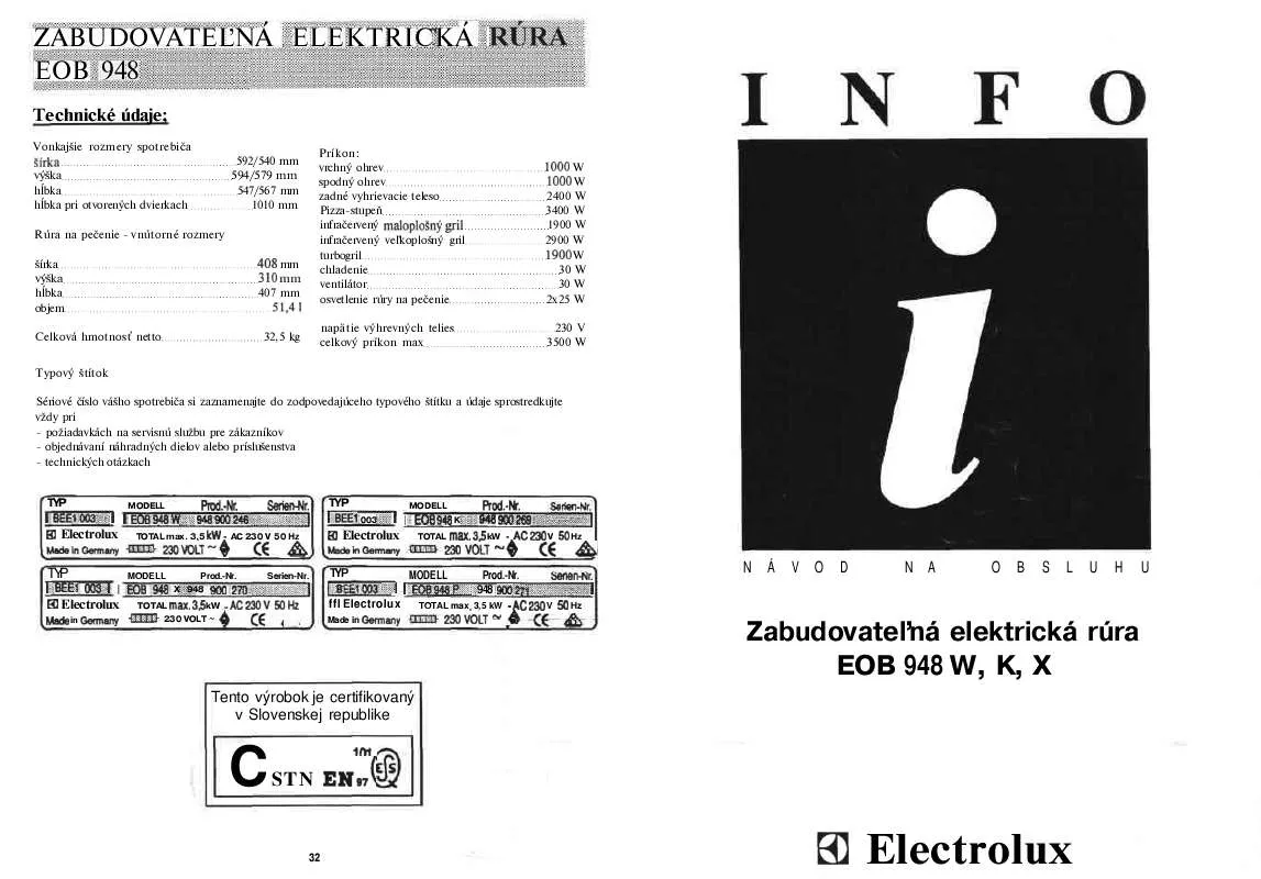 Mode d'emploi AEG-ELECTROLUX EOB948K