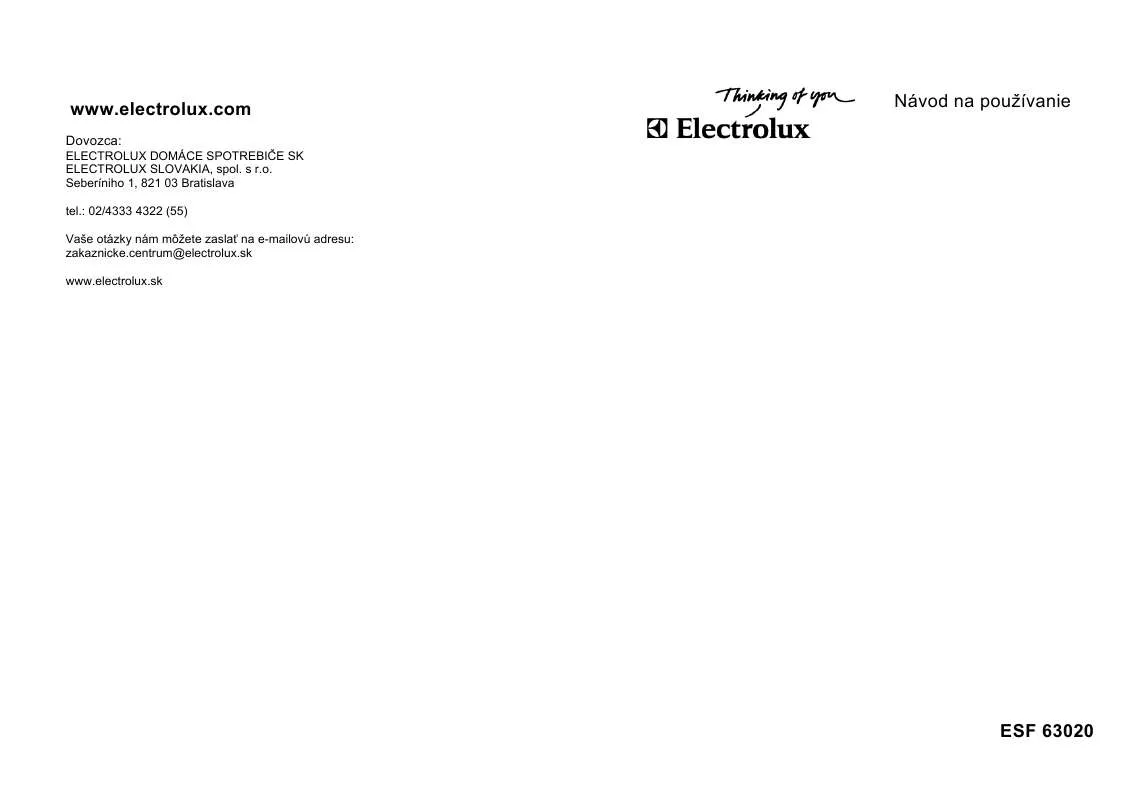 Mode d'emploi AEG-ELECTROLUX ESF63020