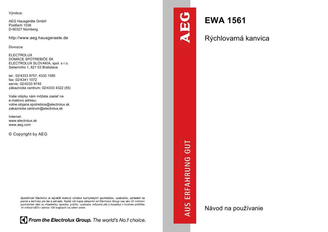 Mode d'emploi AEG-ELECTROLUX EWA1561