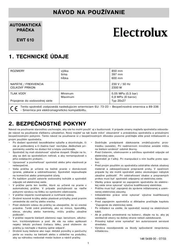 Mode d'emploi AEG-ELECTROLUX EWT610