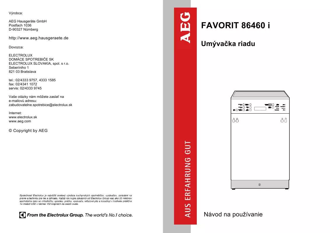 Mode d'emploi AEG-ELECTROLUX F86460ID