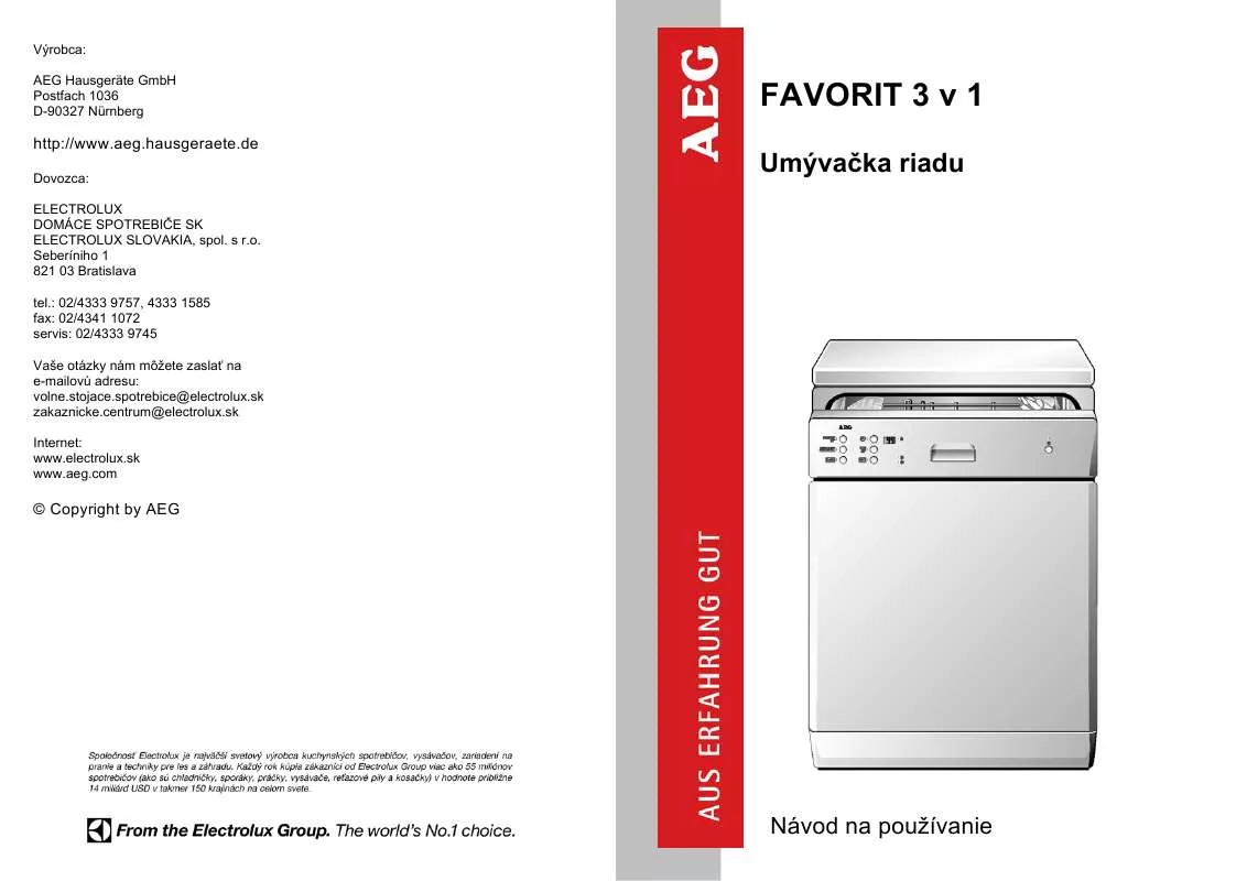 Mode d'emploi AEG-ELECTROLUX FAV3IN1