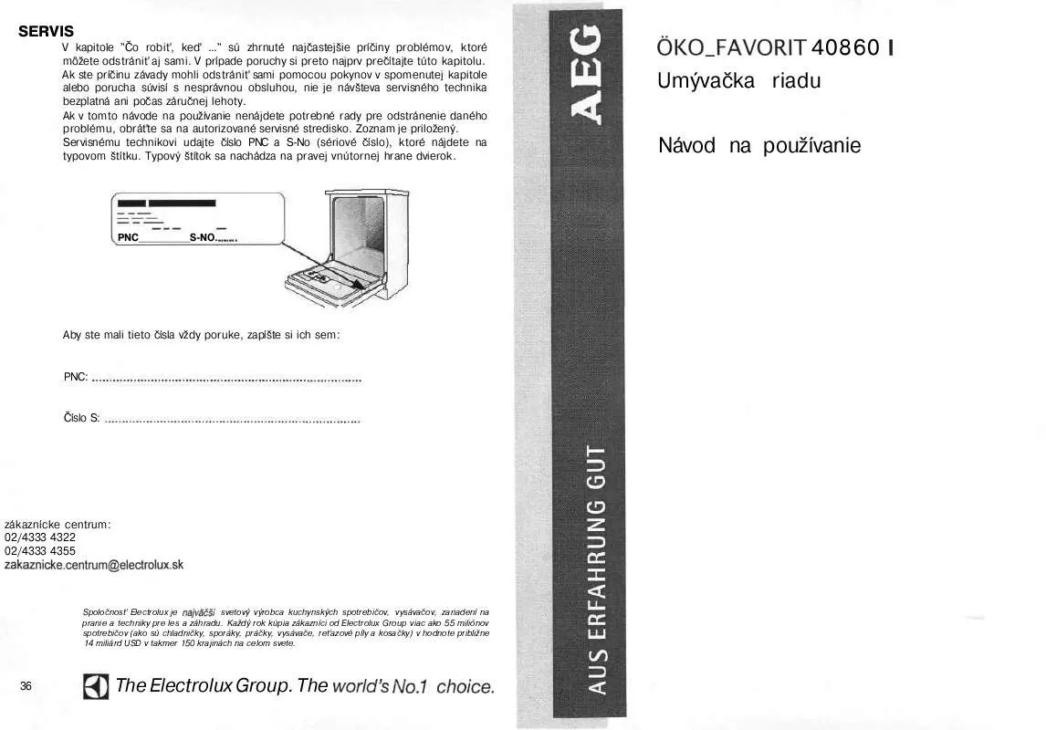 Mode d'emploi AEG-ELECTROLUX FAV40860IB