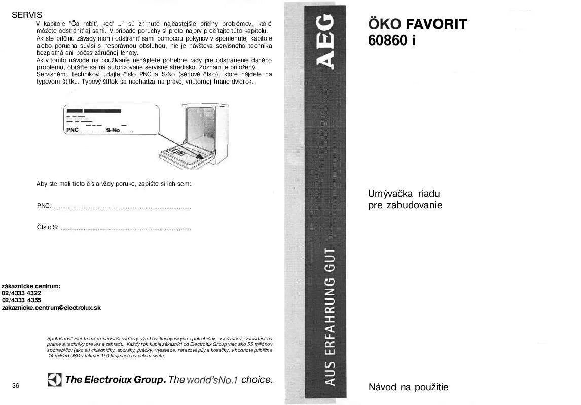 Mode d'emploi AEG-ELECTROLUX FAV60860IB