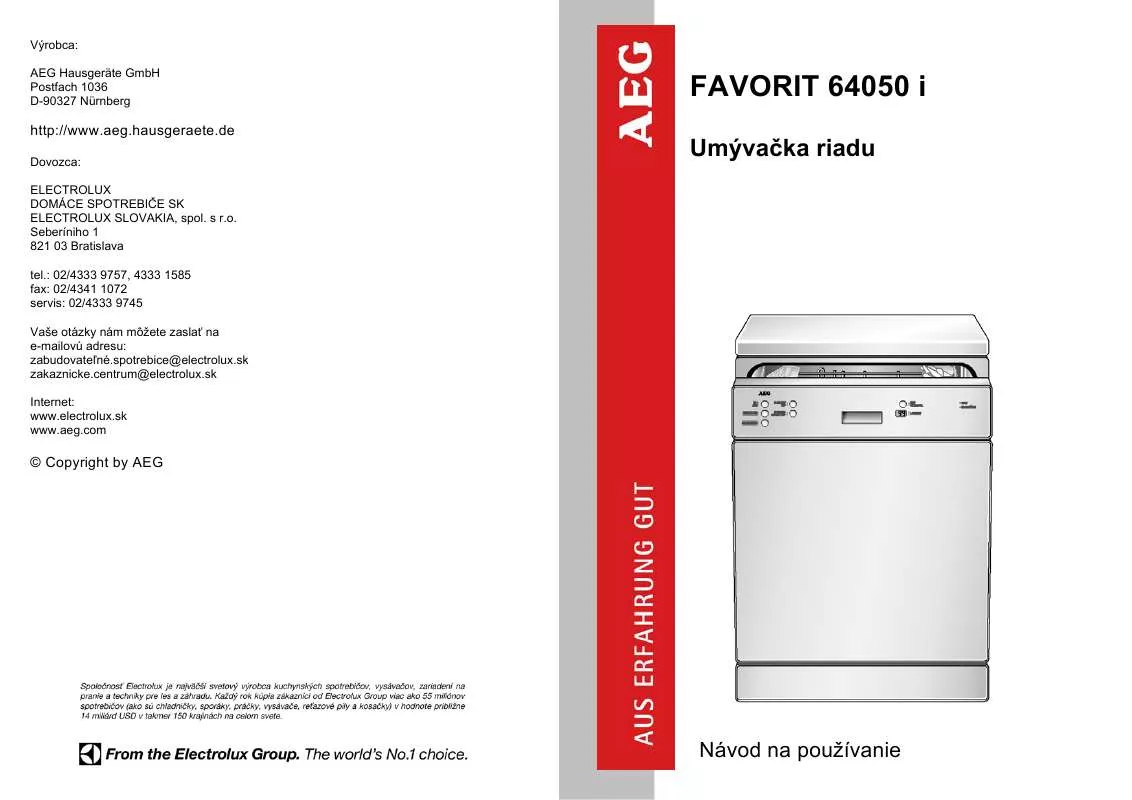 Mode d'emploi AEG-ELECTROLUX FAV64050I-A