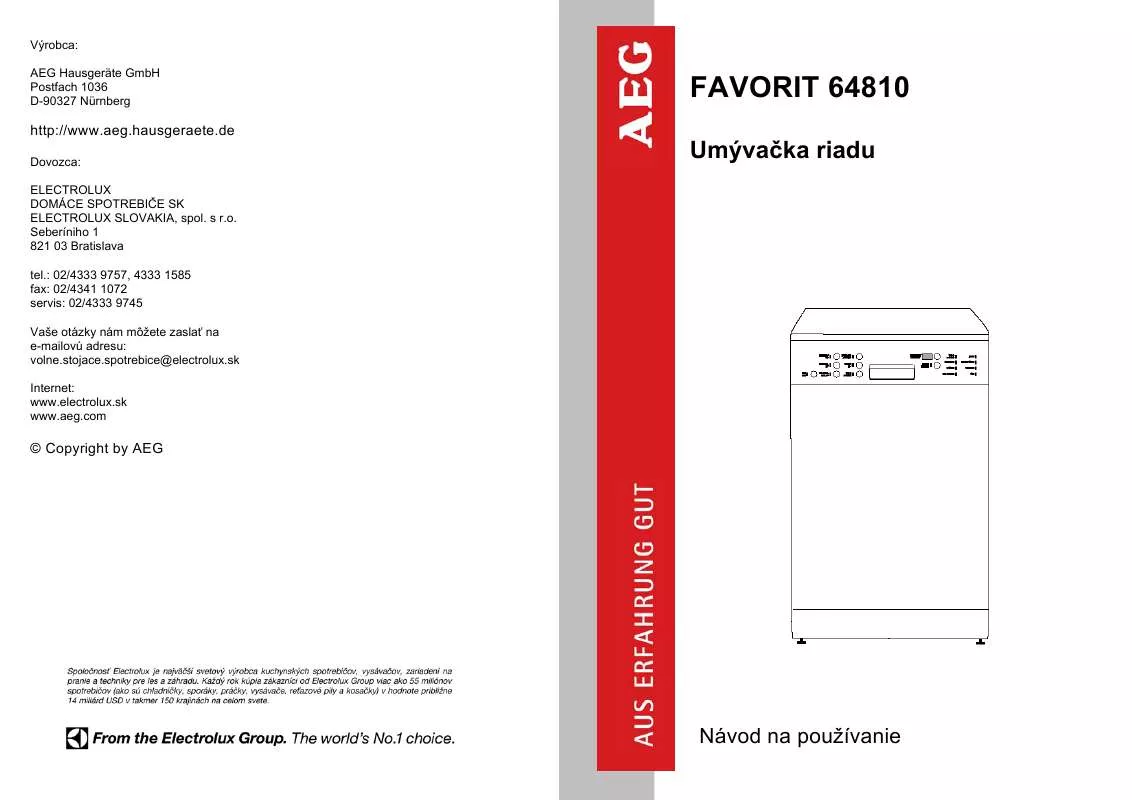 Mode d'emploi AEG-ELECTROLUX FAV64810