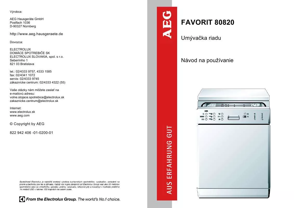 Mode d'emploi AEG-ELECTROLUX FAV80820W