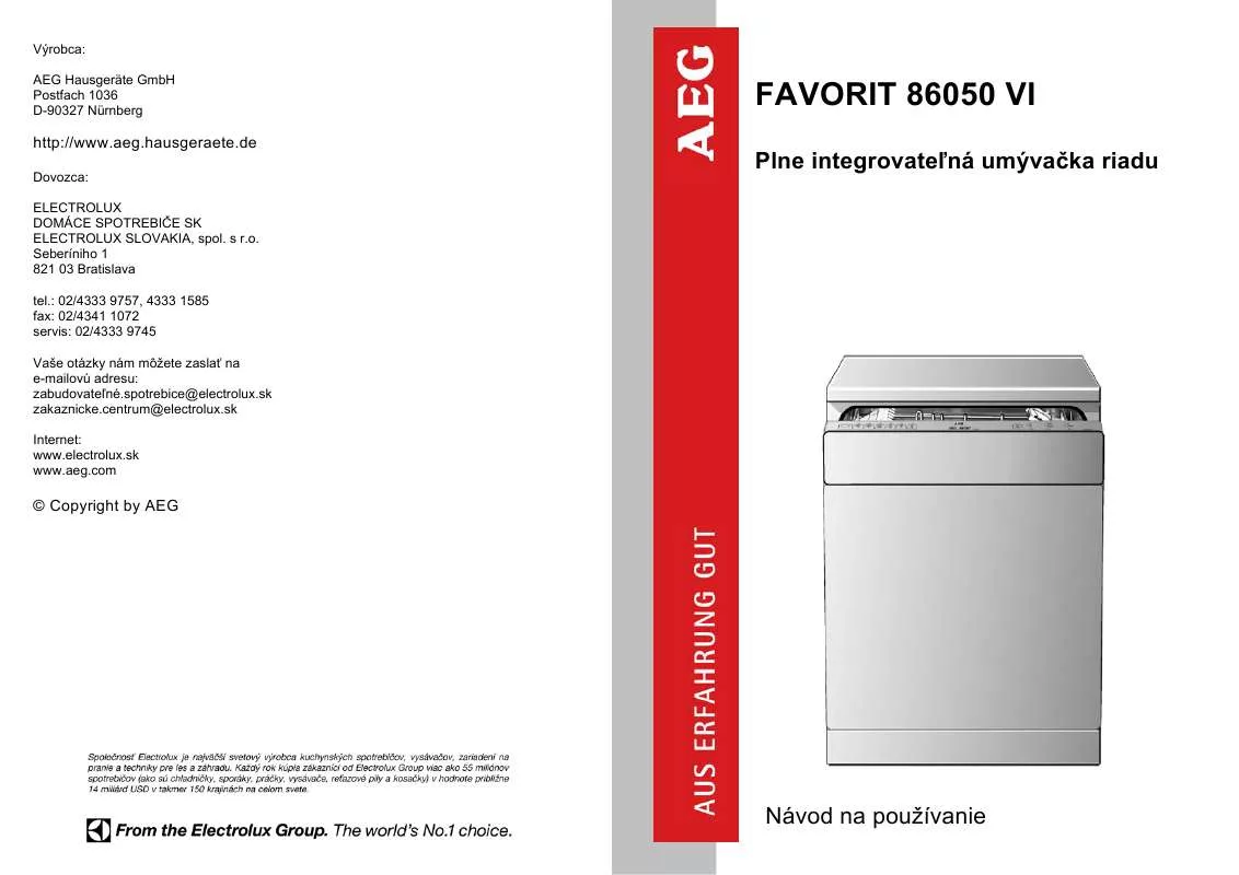 Mode d'emploi AEG-ELECTROLUX FAV86050VI