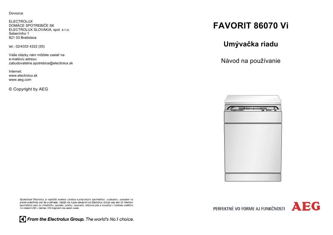 Mode d'emploi AEG-ELECTROLUX FAV86070VI