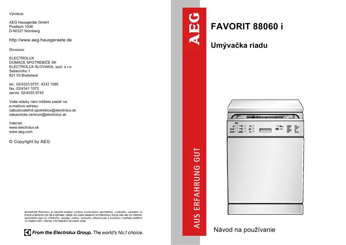 Mode d'emploi AEG-ELECTROLUX FAV88060I-W