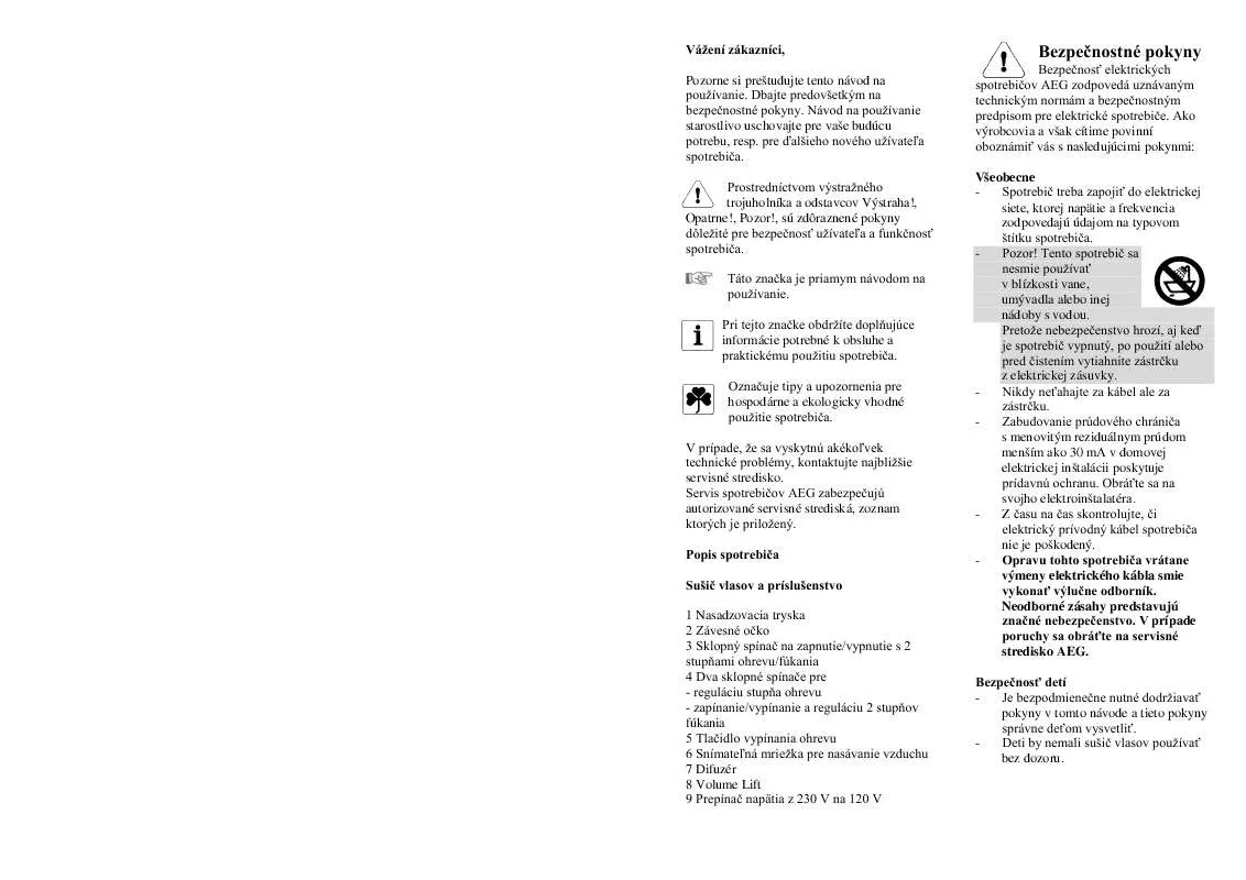 Mode d'emploi AEG-ELECTROLUX FOEN 1400