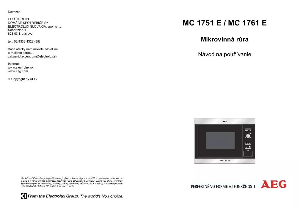 Mode d'emploi AEG-ELECTROLUX MC1751EA