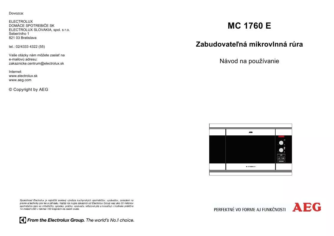 Mode d'emploi AEG-ELECTROLUX MC1760E-A