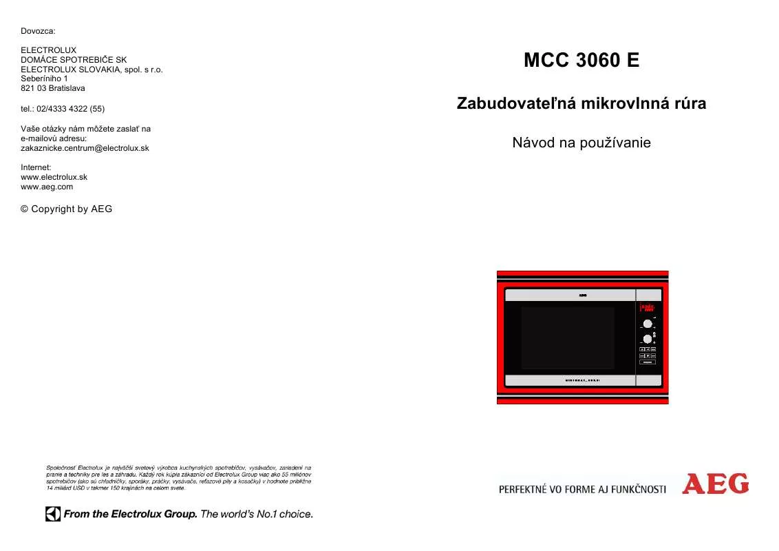 Mode d'emploi AEG-ELECTROLUX MCC3060E-A