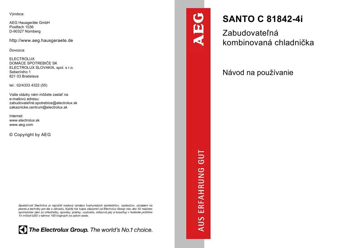 Mode d'emploi AEG-ELECTROLUX SANTOC81842-4I