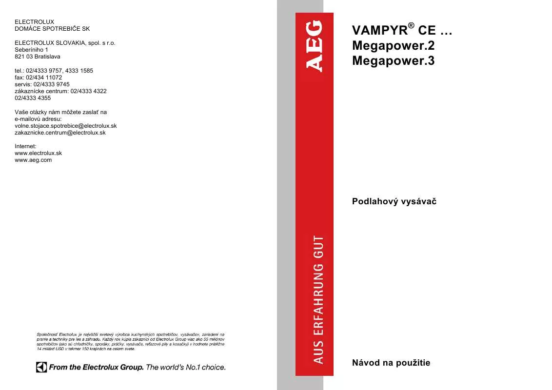 Mode d'emploi AEG-ELECTROLUX VAMPYR ACE4106