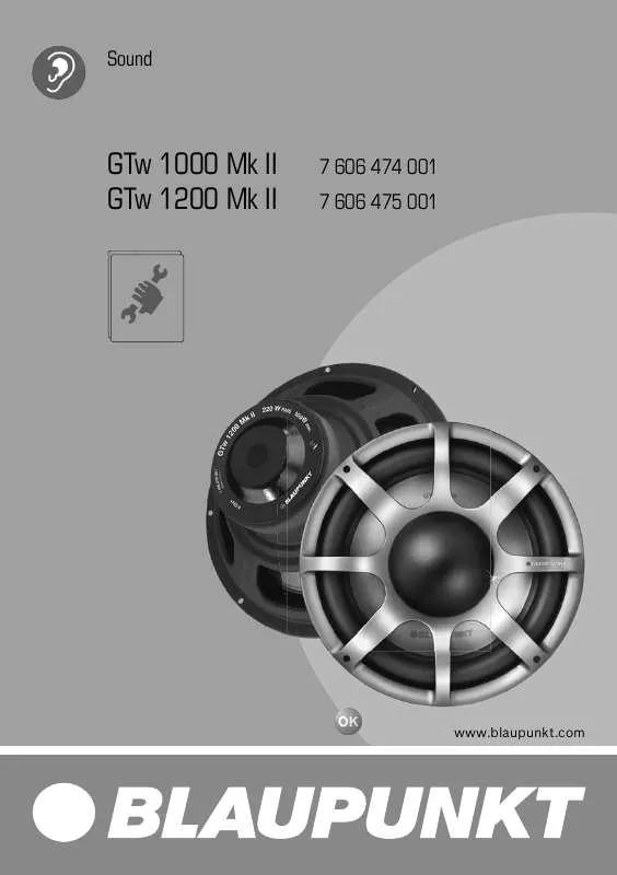 Mode d'emploi BLAUPUNKT GTW 1000 MK II