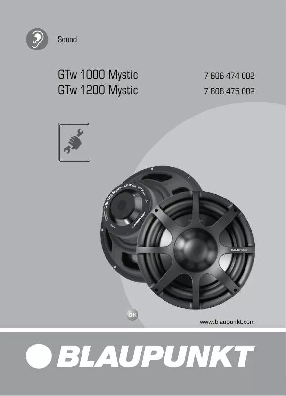 Mode d'emploi BLAUPUNKT GTW 1200 MYSTIC SERIES