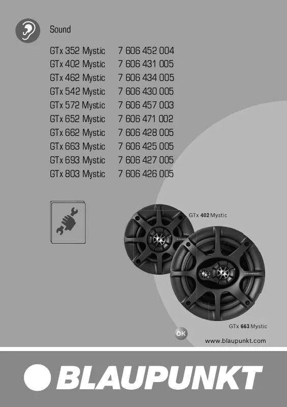 Mode d'emploi BLAUPUNKT GTX 352 MYSTIC SERIES