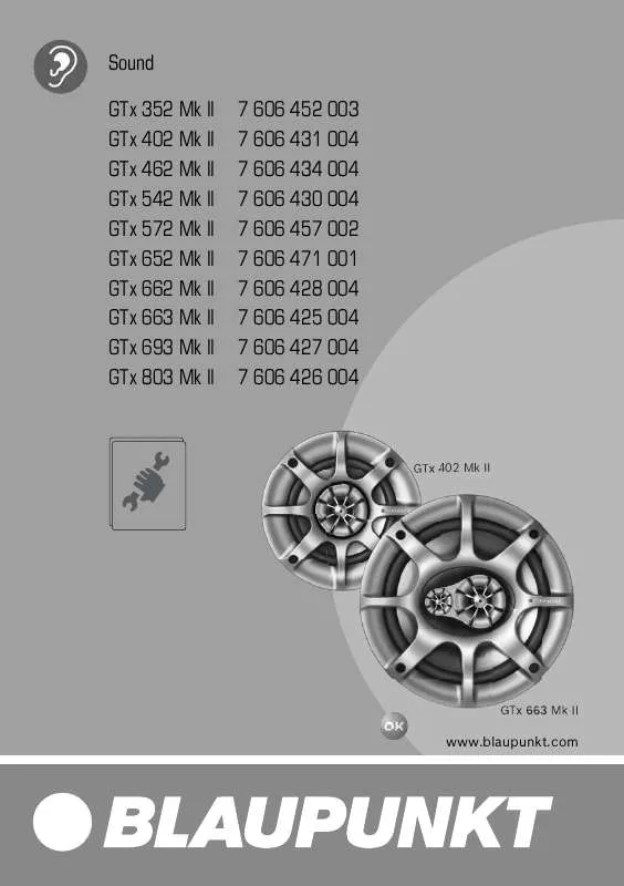 Mode d'emploi BLAUPUNKT GTX 462 MK II