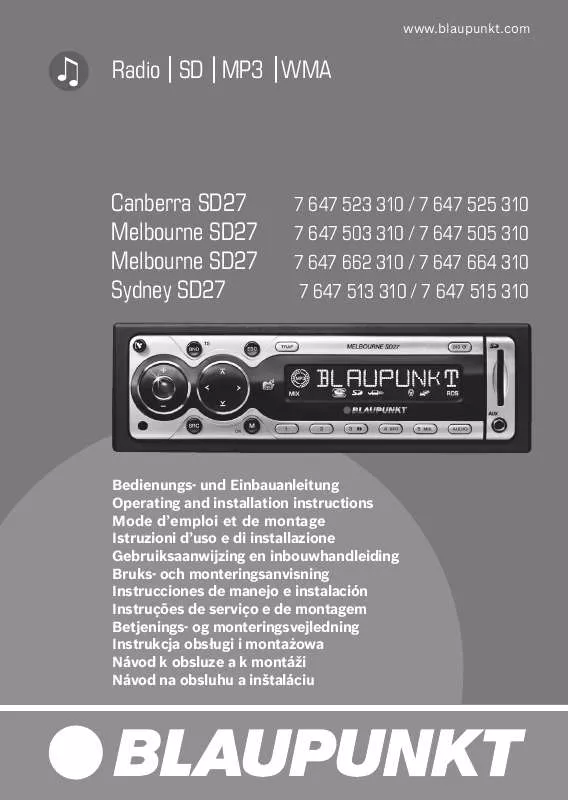 Mode d'emploi BLAUPUNKT MELBOURNE SD27