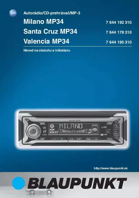 Mode d'emploi BLAUPUNKT MILANO MP34