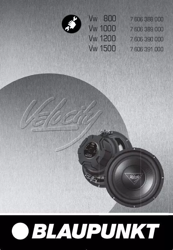 Mode d'emploi BLAUPUNKT VELOCITY VW 1000