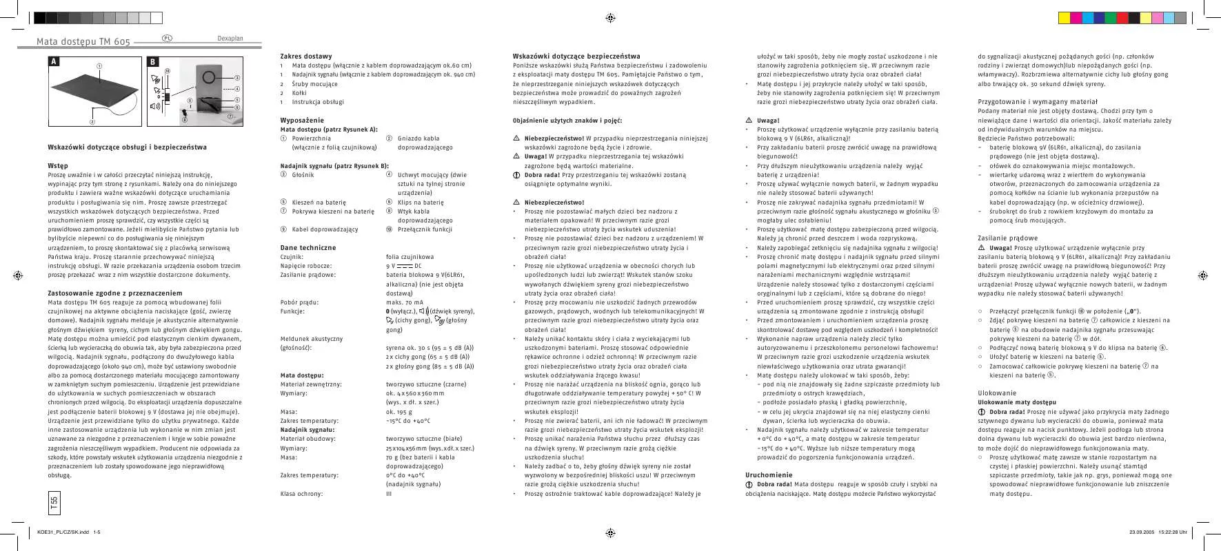 Mode d'emploi DEXAPLAN TM 605