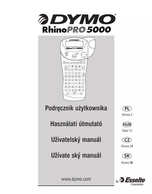 Mode d'emploi DYMO RHINOPRO 5000