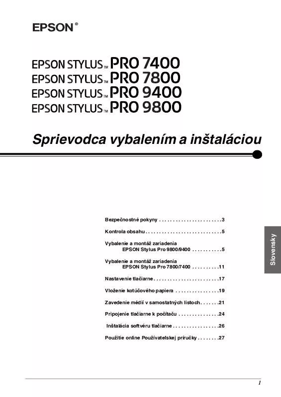 Mode d'emploi EPSON STYLUS PRO 7400