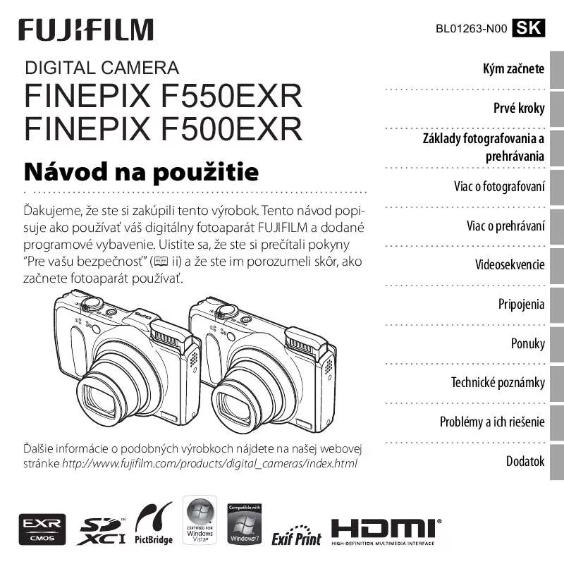 Mode d'emploi FUJIFILM FINEPIX F550 EXR