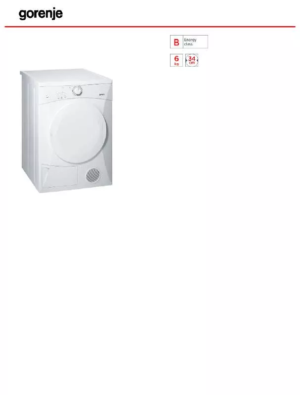 Mode d'emploi GORENJE D61312