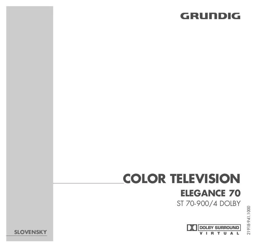 Mode d'emploi GRUNDIG ELEGANCE 70 ST 70-900/4 DOLBY