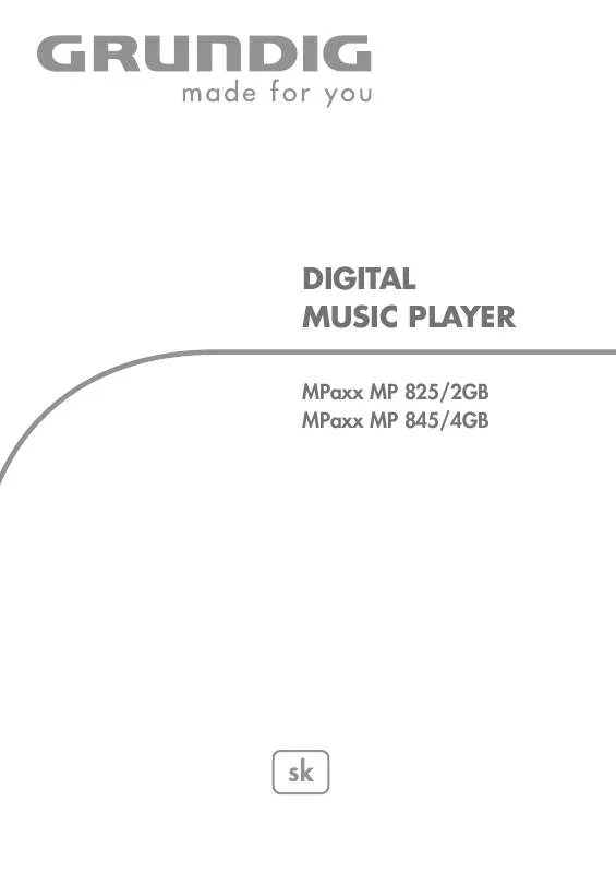 Mode d'emploi GRUNDIG MPAXX 825