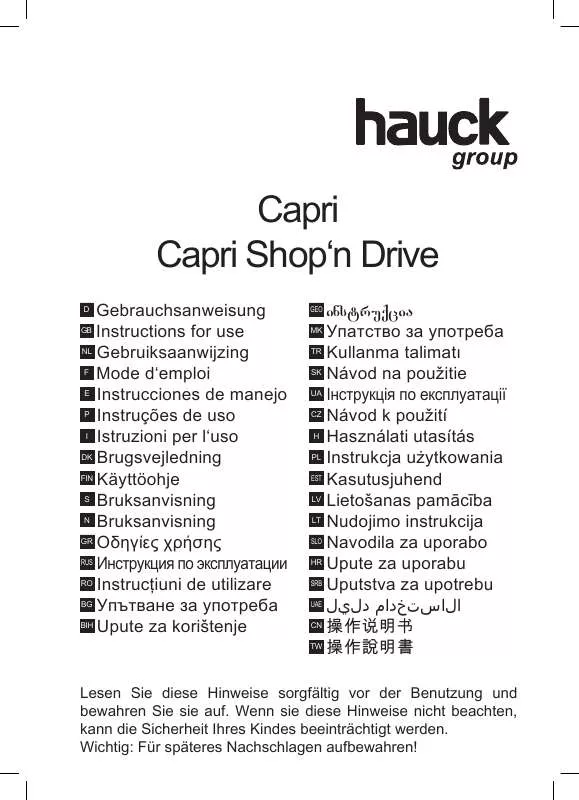 Mode d'emploi HAUCK CAPRI SHOP N DRIVE