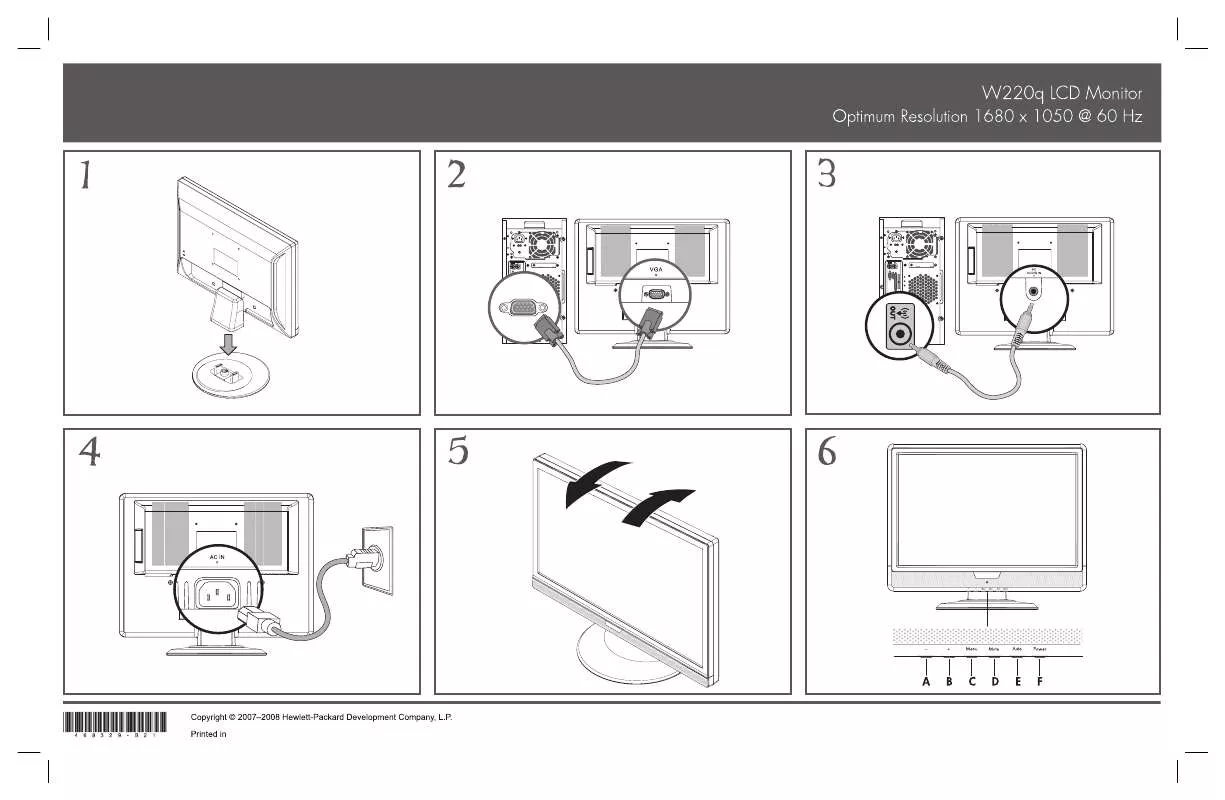 Mode d'emploi HP COMPAQ 22 INCH FLAT PANEL MONITOR