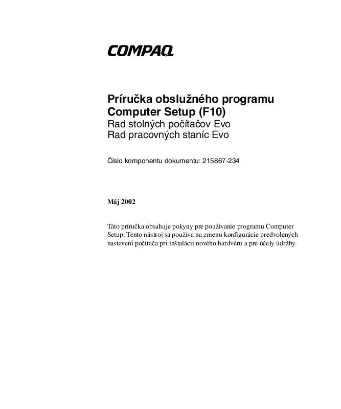 Mode d'emploi HP COMPAQ EVO D510 SMALL FORM FACTOR