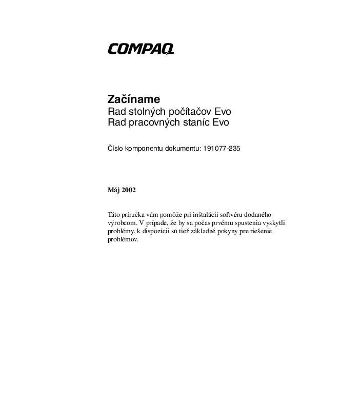 Mode d'emploi HP COMPAQ EVO W6000