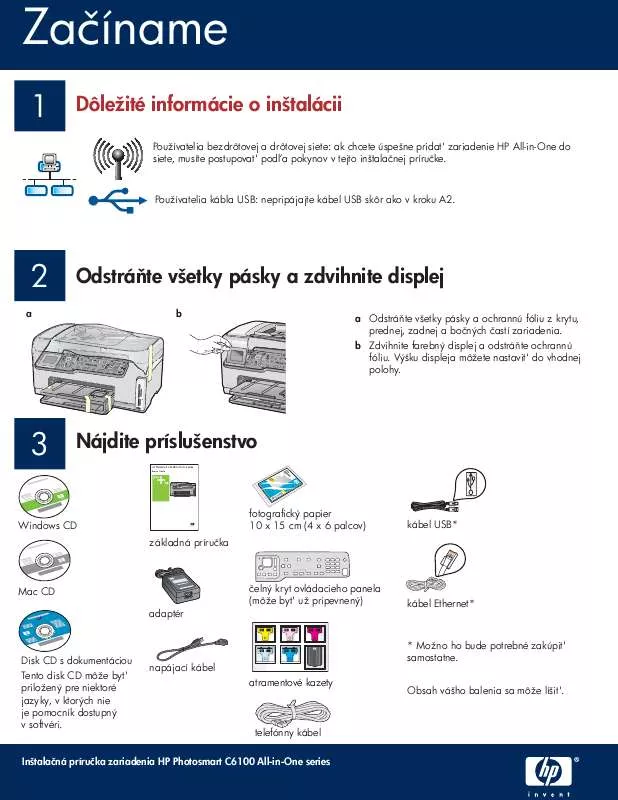 Mode d'emploi HP PHOTOSMART C6100 ALL-IN-ONE