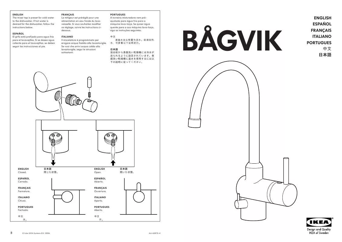 Mode d'emploi IKEA BÅGVIK, KUCHYNSKÁ BATÉRIA