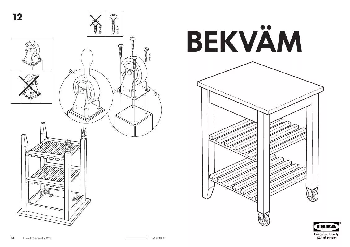 Mode d'emploi IKEA BEKVÄM, KUCHYNSKÝ SERVÍROVACÍ STOLÍK, 60X50, V85CM