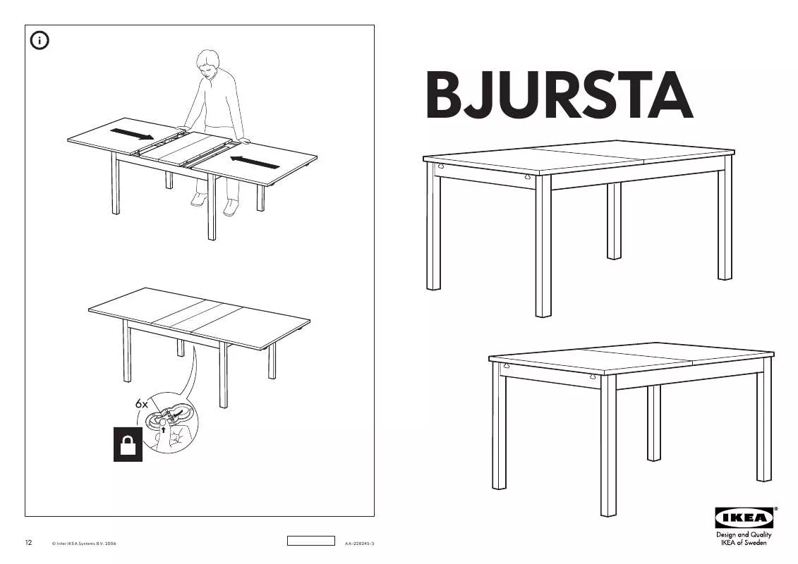 Mode d'emploi IKEA BJURSTA, JEDÁLENSKÝ STÔL, 84X140/180/220, V74CM