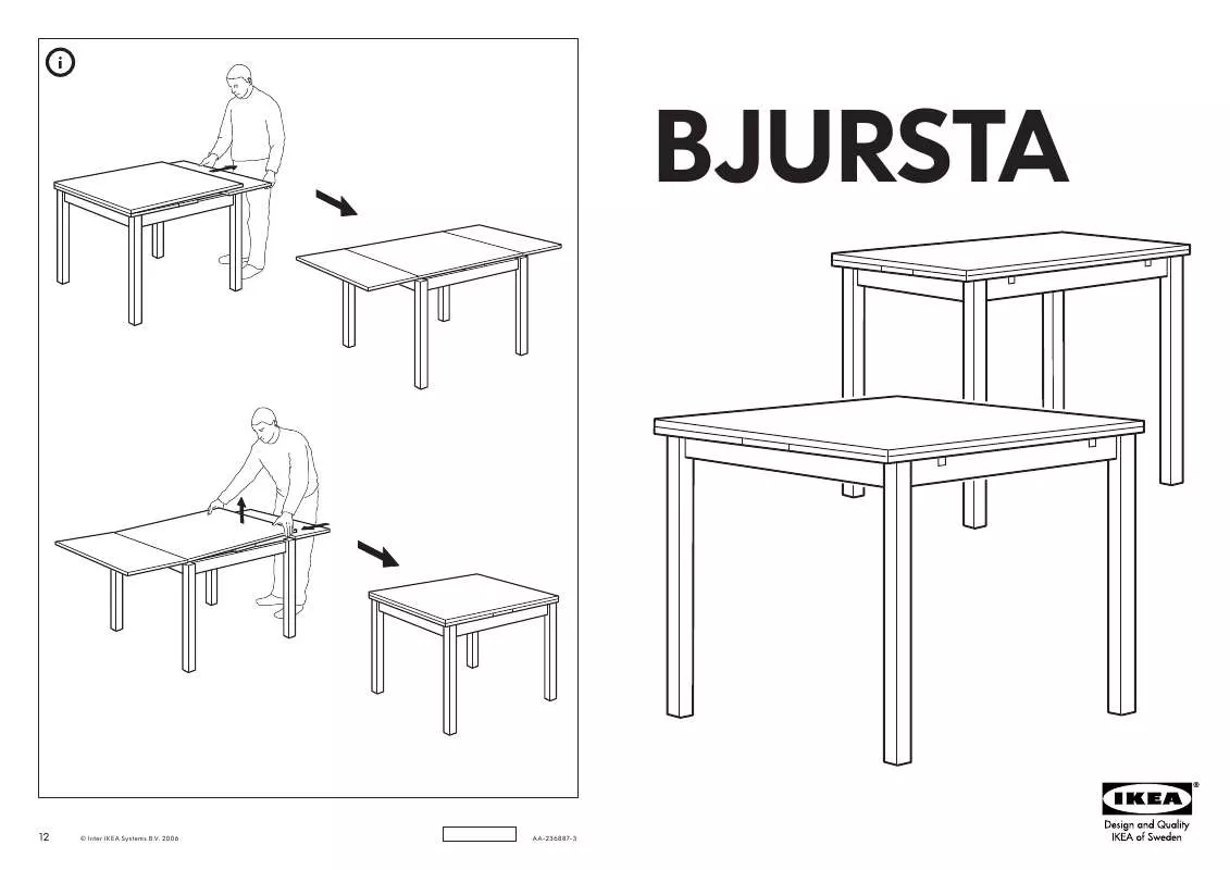 Mode d'emploi IKEA BJURSTA, JEDÁLENSKÝ STÔL, 90X90/129/168, V74CM