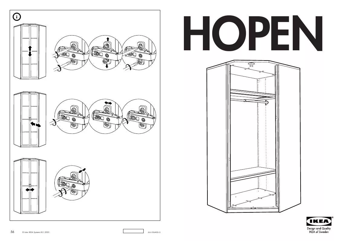 Mode d'emploi IKEA HOPEN, RÁM ROHOVEJ SKRINE, 118X118, V236CM